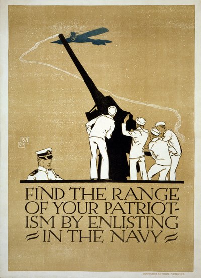 Poster di reclutamento della Marina degli Stati Uniti nella Prima Guerra Mondiale, pubblicato 1918 da Vojtch Preissig